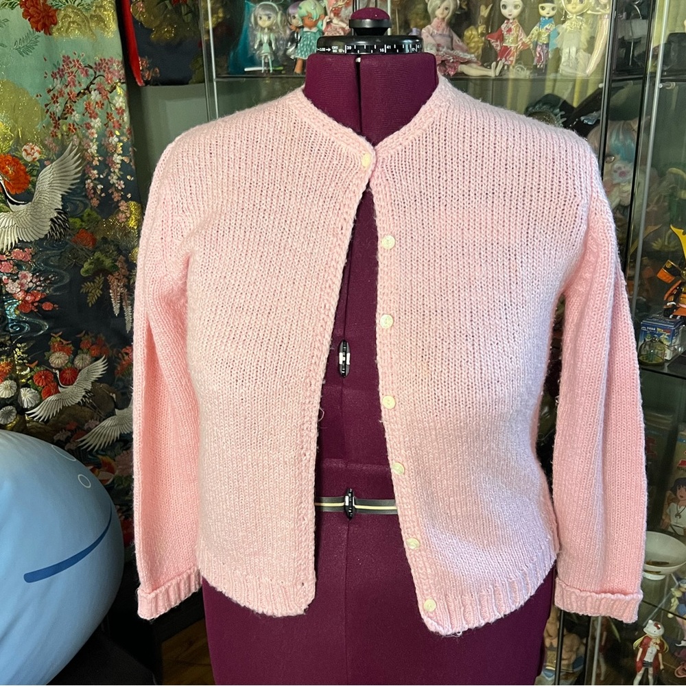 Boundary Waters Daytons Baby Pink Cardigan Sweater Vintage 80s Size L